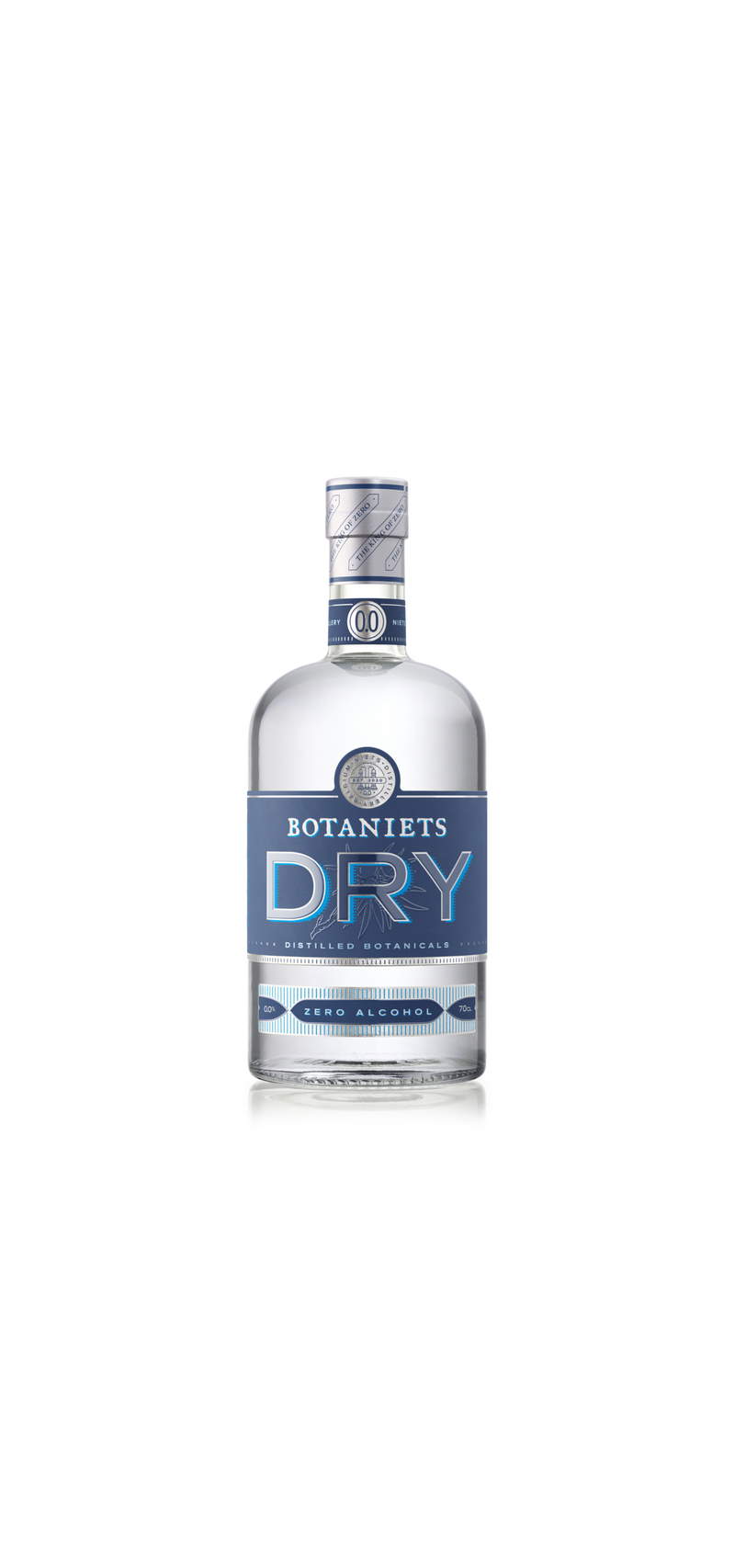 Bottle of Botaniets Dry Zero Alcohol on a white background