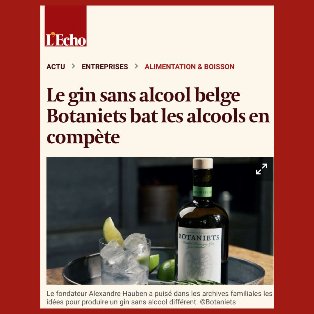 L'Echo - Belgian non-alcoholic gin Botaniets wins over spirits in competition.